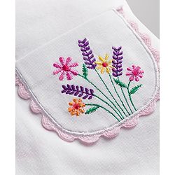 Babyhug 100% Cotton Knit Half Sleeves Floral Embroidered T-Shirt - White