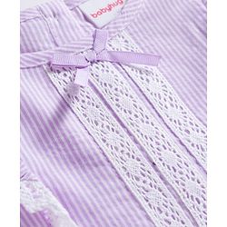Babyhug Cotton Woven Sleeveless Striped Top with Lace & Frill Detailing - Lilac