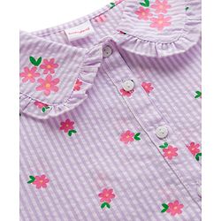 Babyhug Seer-Sucker Woven Half Sleeves Striped Top With Floral Print - Multicolor