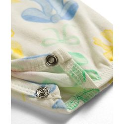 Babyhug 100% Cotton Knit Half Sleeves Front Open Romper with Floral Print - Multicolor