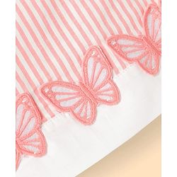 Babyhug Cotton Seer Sucker Woven Sleeveless Striped Top with Bow & Butterfly Applique - Multicolor