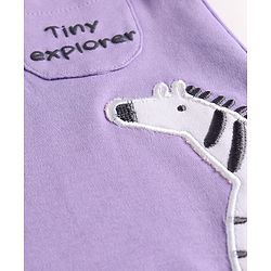 Babyhug 100% Cotton Knit Sleeveless Romper With Giraffe Patch - Multicolor