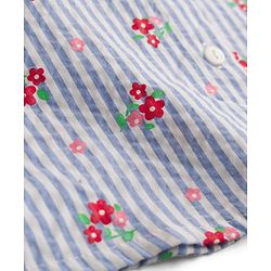 Babyhug Seer-Sucker Woven Sleeveless Striped Top with Floral Print - Multicolor