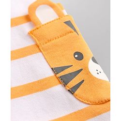 Babyhug 100% Cotton Interlock Knit Sleeveless Striped Romper & Cap With Lion Print - Multicolor