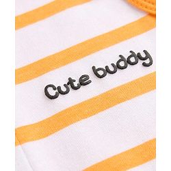 Babyhug 100% Cotton Interlock Knit Sleeveless Striped Romper & Cap With Lion Print - Multicolor