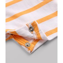Babyhug 100% Cotton Interlock Knit Sleeveless Striped Romper & Cap With Lion Print - Multicolor