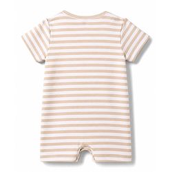 Babyhug 100% Cotton Knit Half Sleeves Striped & Vehicles Embroidered Romper - Multicolor