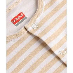 Babyhug 100% Cotton Knit Half Sleeves Striped & Vehicles Embroidered Romper - Multicolor