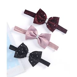 Babyhug Headbands  with Bow Applique Pack of 3 - Multicolor