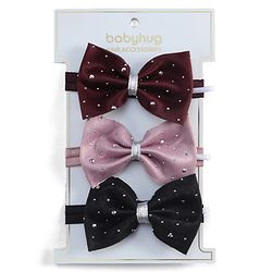 Babyhug Headbands  with Bow Applique Pack of 3 - Multicolor