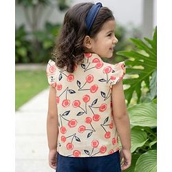 Babyhug Cotton Woven Crinkle Half Frill Sleeves  Floral Printed Top - Multicolour