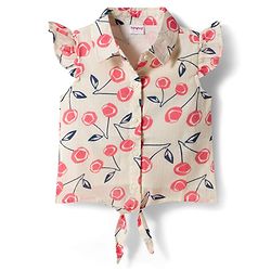 Babyhug Cotton Woven Crinkle Half Frill Sleeves  Floral Printed Top - Multicolour