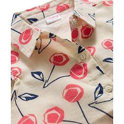 Babyhug Cotton Woven Crinkle Half Frill Sleeves  Floral Printed Top - Multicolour