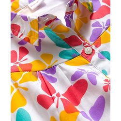 Babyhug Rayon Woven Half Frill Sleeves Butterfly Printed Top - Multicolour