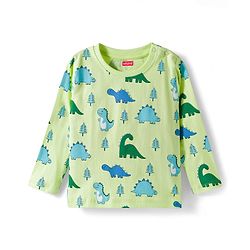 Babyhug Cotton Knit Full Sleeves Dino Printed Co-Ords T-Shirt & Pyjama Night Suit Set - Light Green