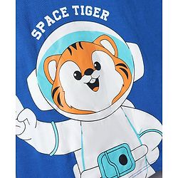 Babyhug Cotton Knit Full Sleeves Tiger & Space Theme Printed T-Shirt & Pyjama Night Suit - Blue