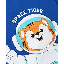 Babyhug Cotton Knit Full Sleeves Tiger & Space Theme Printed T-Shirt & Pyjama Night Suit - Blue