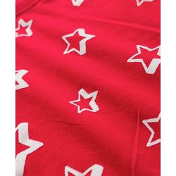 Babyhug Cotton Knit Full Sleeves Star Printed T-Shirt & Pyjama Co-Ord Night Suit Set- Red