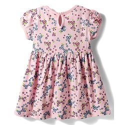 Babyhug Single Jersey Knit Half Sleeves Frock With Floral Print & Bloomer - Pink