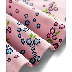 Babyhug Single Jersey Knit Half Sleeves Frock With Floral Print & Bloomer - Pink