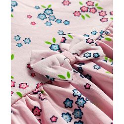 Babyhug Single Jersey Knit Half Sleeves Frock With Floral Print & Bloomer - Pink