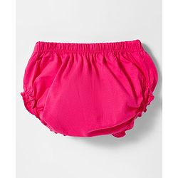 Babyhug Cotton Knit Sleeveless Solid Color Frock with Bloomer - Dark Pink