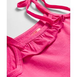 Babyhug Cotton Knit Sleeveless Solid Color Frock with Bloomer - Dark Pink