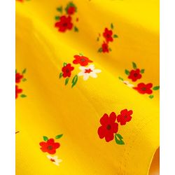 Babyhug Single Jersey Knit Half Sleeves Floral Printed Frock with Bloomer & Bow Applique - Yellow
