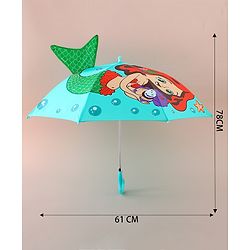 Babyhug Free Size Umbrella with Mermaid Print& Applique - Sea Green