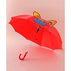 Babyhug Free Size Umbrella with Lion Print with Applique- Red