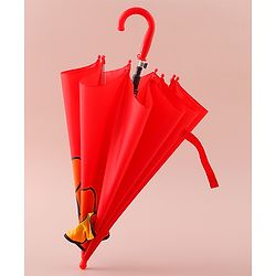 Babyhug Free Size Umbrella with Lion Print with Applique- Red
