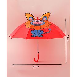 Babyhug Free Size Umbrella with Lion Print with Applique- Red
