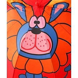 Babyhug Free Size Umbrella with Lion Print with Applique- Red
