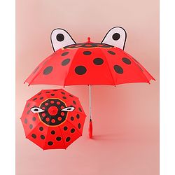 Babyhug Free Size Umbrella with Polka Dots Print & Applique - Red