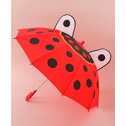 Babyhug Free Size Umbrella with Polka Dots Print & Applique - Red
