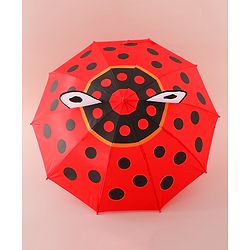Babyhug Free Size Umbrella with Polka Dots Print & Applique - Red