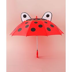 Babyhug Free Size Umbrella with Polka Dots Print & Applique - Red