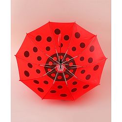 Babyhug Free Size Umbrella with Polka Dots Print & Applique - Red
