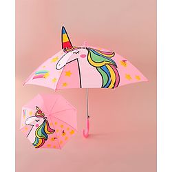Babyhug Free Size Umbrella with Unicorn Print - Pink