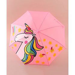 Babyhug Free Size Umbrella with Unicorn Print - Pink
