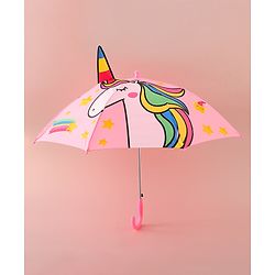 Babyhug Free Size Umbrella with Unicorn Print - Pink
