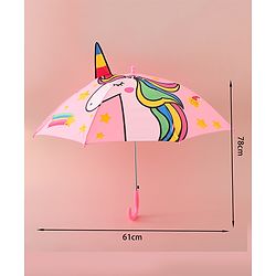 Babyhug Free Size Umbrella with Unicorn Print - Pink