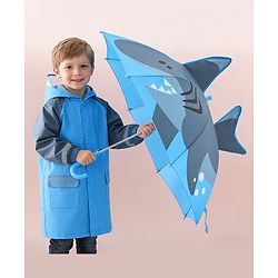 Babyhug Free Size Umbrella with Shark Print - Blue