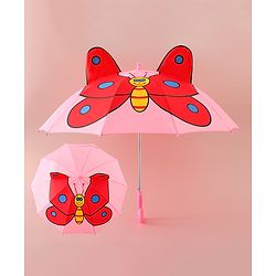 Babyhug Free Size Umbrella with Butterfly Print - Pink