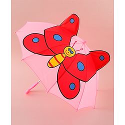 Babyhug Free Size Umbrella with Butterfly Print - Pink