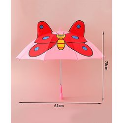 Babyhug Free Size Umbrella with Butterfly Print - Pink