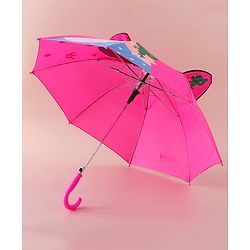 Babyhug Free Size Umbrella with Princess & Frog Print - Fuchsia