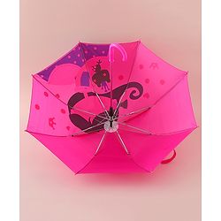 Babyhug Free Size Umbrella with Princess & Frog Print - Fuchsia