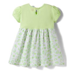 Babyhug Single Jersey Knit Half Sleeves Tropical Theme Printed Frock with Bow Applique - Green