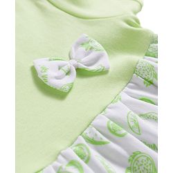 Babyhug Single Jersey Knit Half Sleeves Tropical Theme Printed Frock with Bow Applique - Green